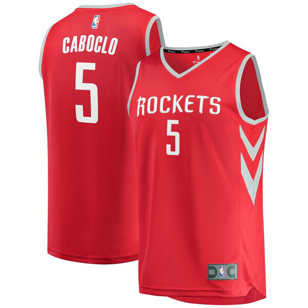 Maillot Houston Rockets Homme Bruno Caboclo 5 Icon Edition Rouge